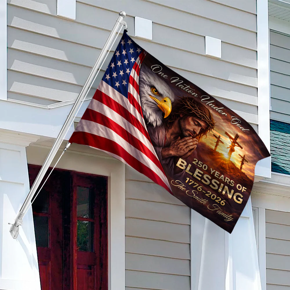 Custom Family Name One Nation Under God 250 Years of Blessing 1776 - 2026 House Flag HO82 902108 - Image 3