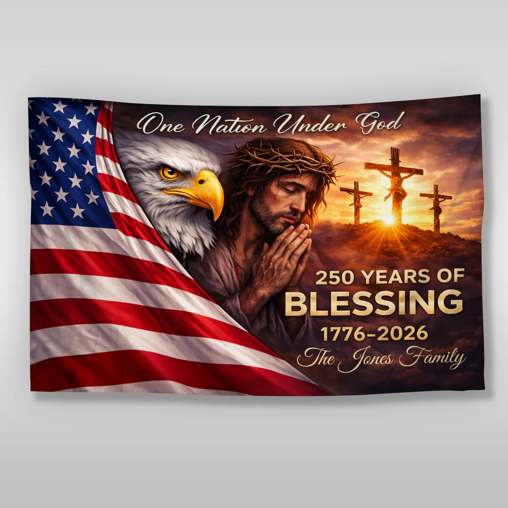 Custom Family Name One Nation Under God 250 Years of Blessing 1776 - 2026 House Flag HO82 902108 - Image 5
