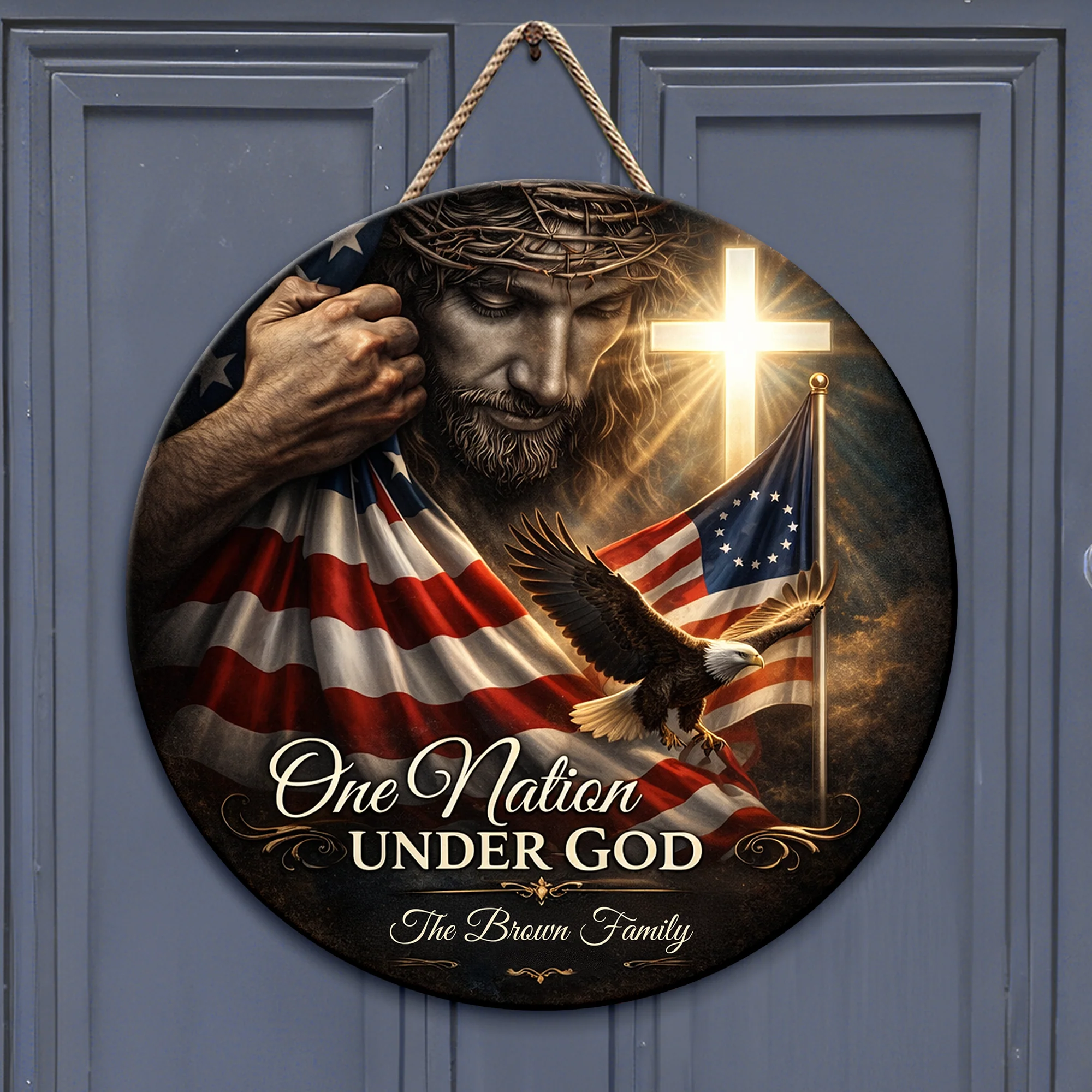 Custom Family Name One Nation Under God USA 250 Anniversary Doorsign TH10 898841 - Image 4
