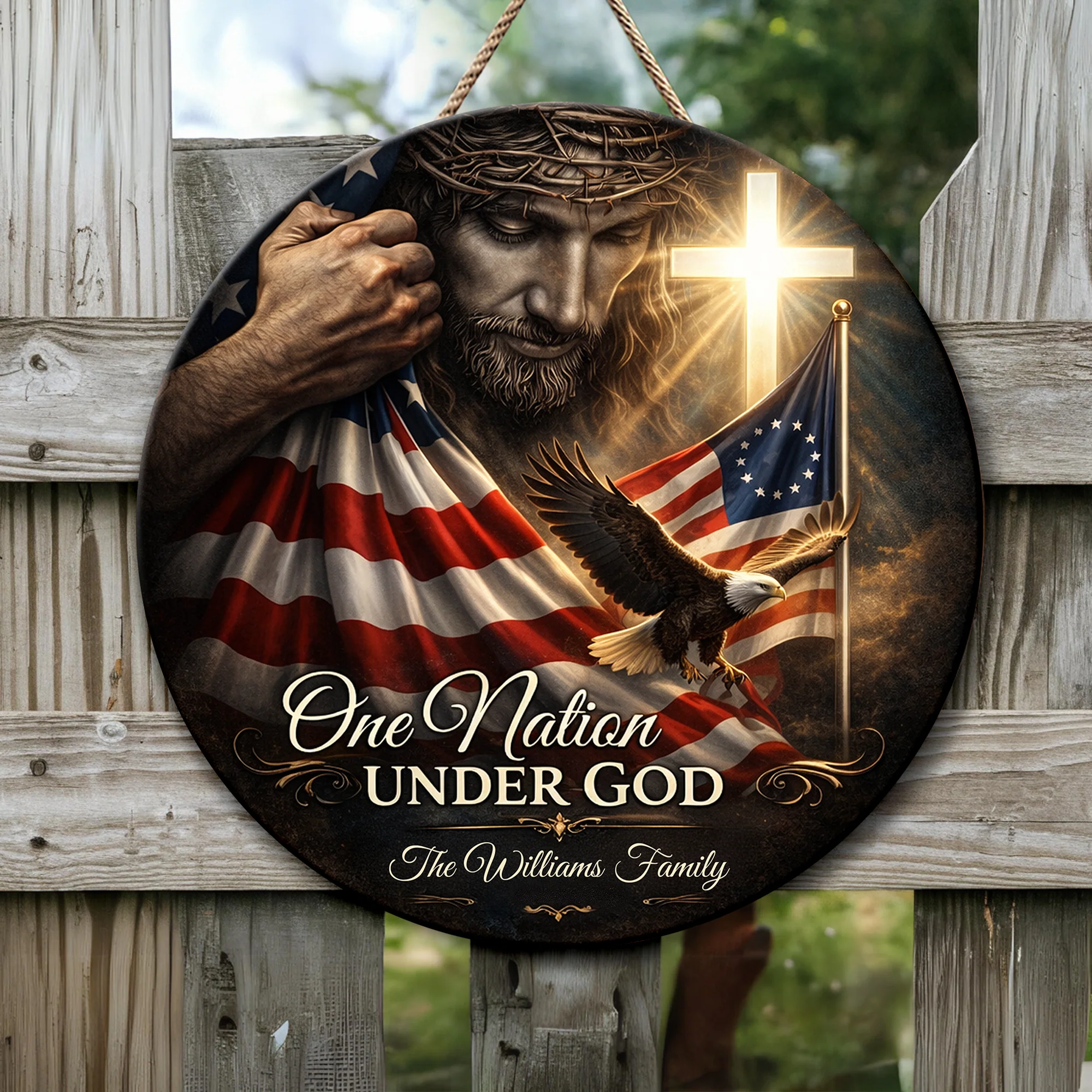 Custom Family Name One Nation Under God USA 250 Anniversary Doorsign TH10 898841 - Image 6