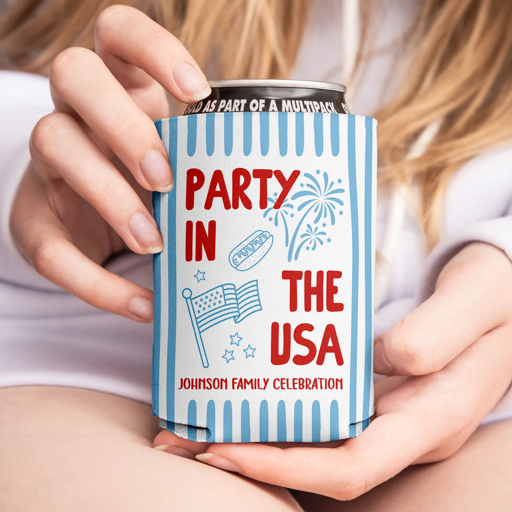 Custom Family Name Party In The USA Can Cooler HO82 902910 - Image 3