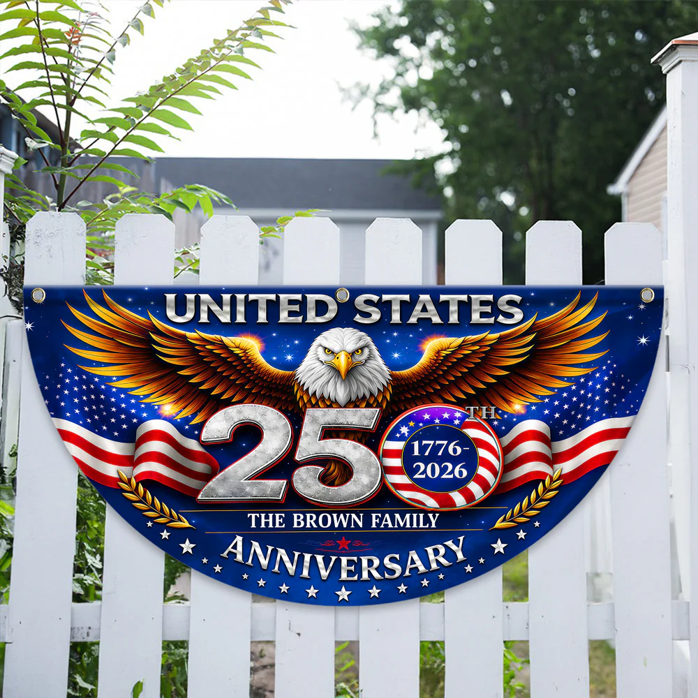 Custom Family Name United States 250th Anniversary 1776–2026 Eagle Non-Pleated Fan Flag LM32 669173 - Image 4
