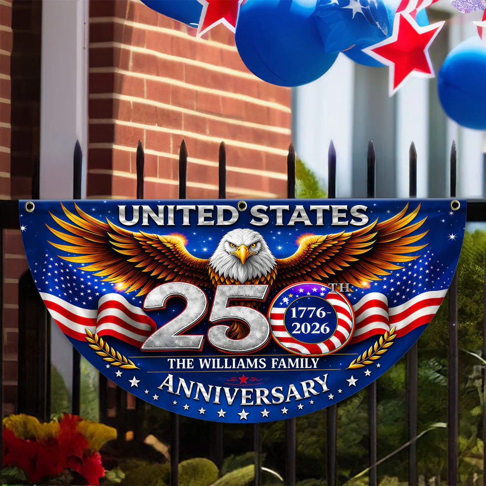 Custom Family Name United States 250th Anniversary 1776–2026 Eagle Non-Pleated Fan Flag LM32 669173 - Image 5