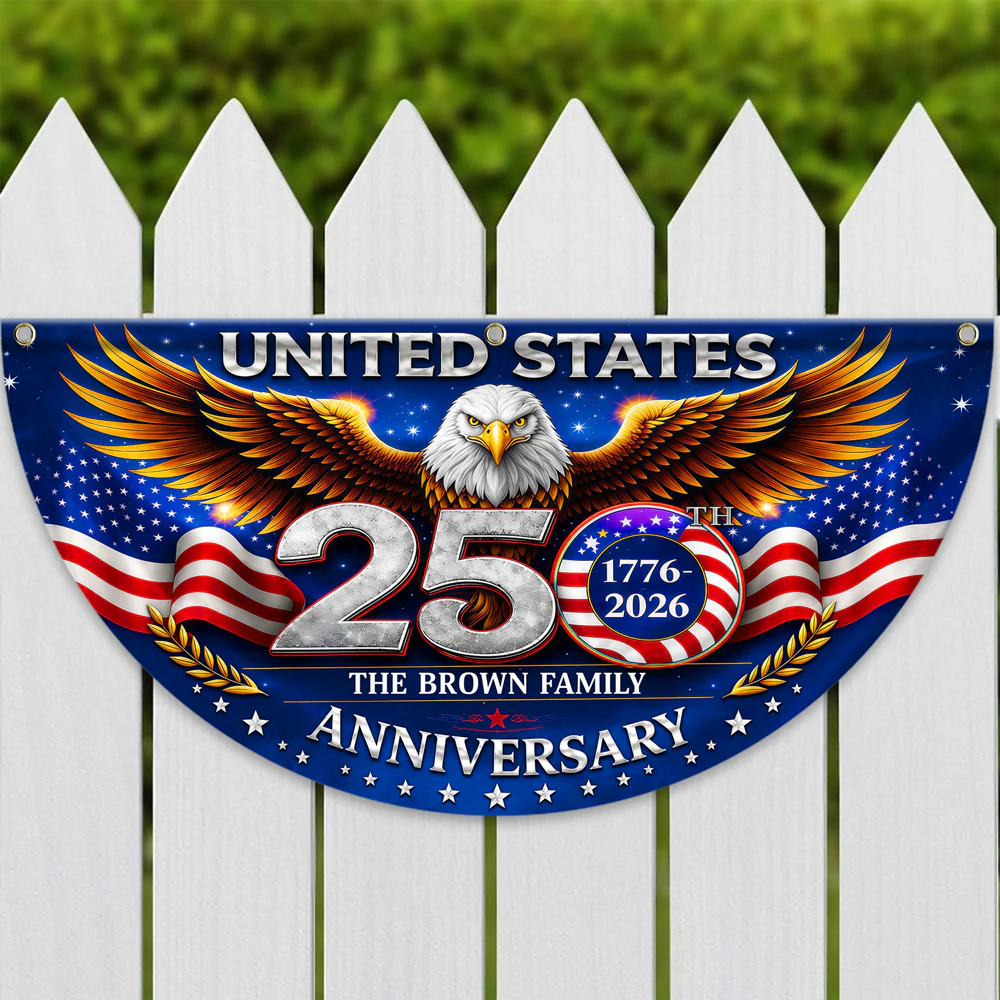 Custom Family Name United States 250th Anniversary 1776–2026 Eagle Non-Pleated Fan Flag LM32 669173 - Image 6