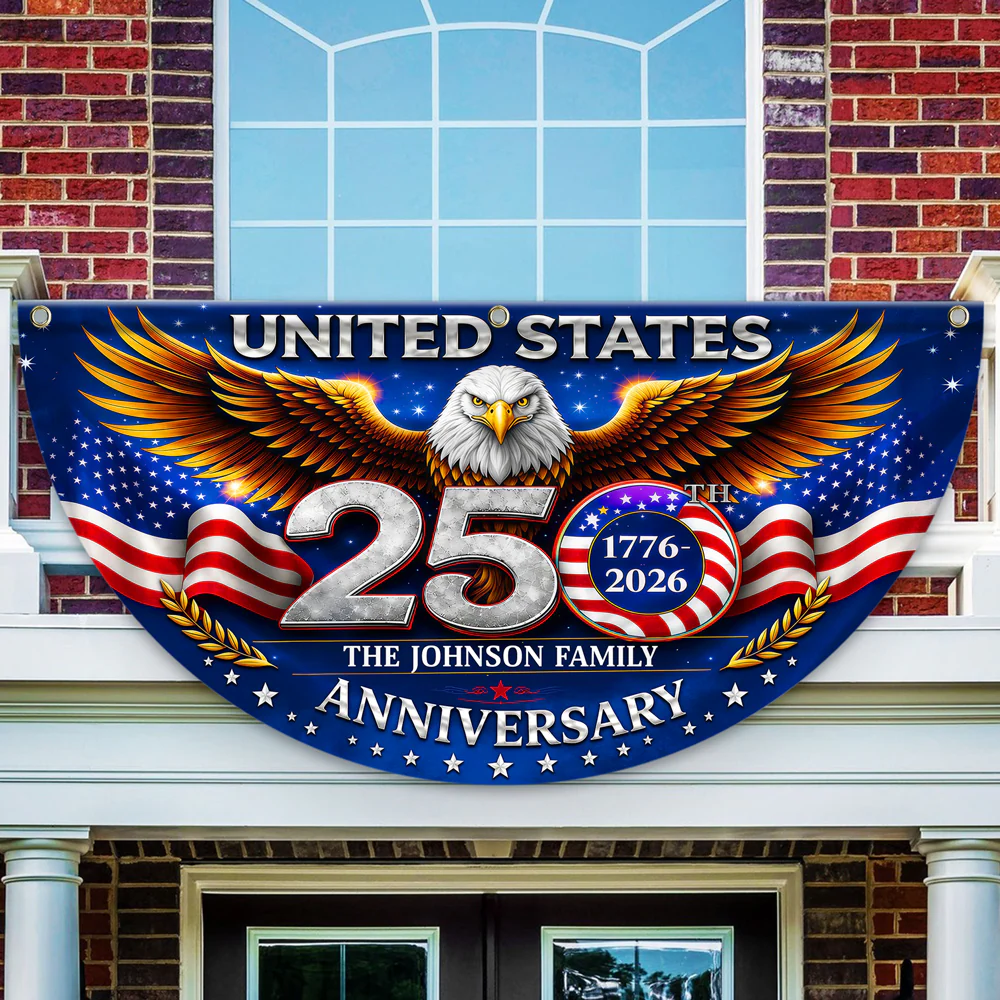 Custom Family Name United States 250th Anniversary 1776–2026 Eagle Non-Pleated Fan Flag LM32 669173 - Image 7