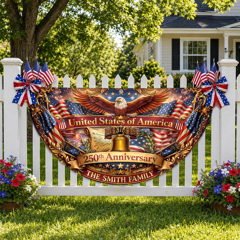 Custom Family Name United States Of America 1776-2026 250th Anniversary Eagle Non-Pleated Fan Flag LM32 669343 - Image 5