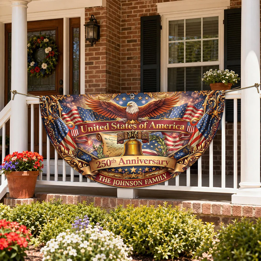 Custom Family Name United States Of America 1776-2026 250th Anniversary Eagle Non-Pleated Fan Flag LM32 669343 - Image 6