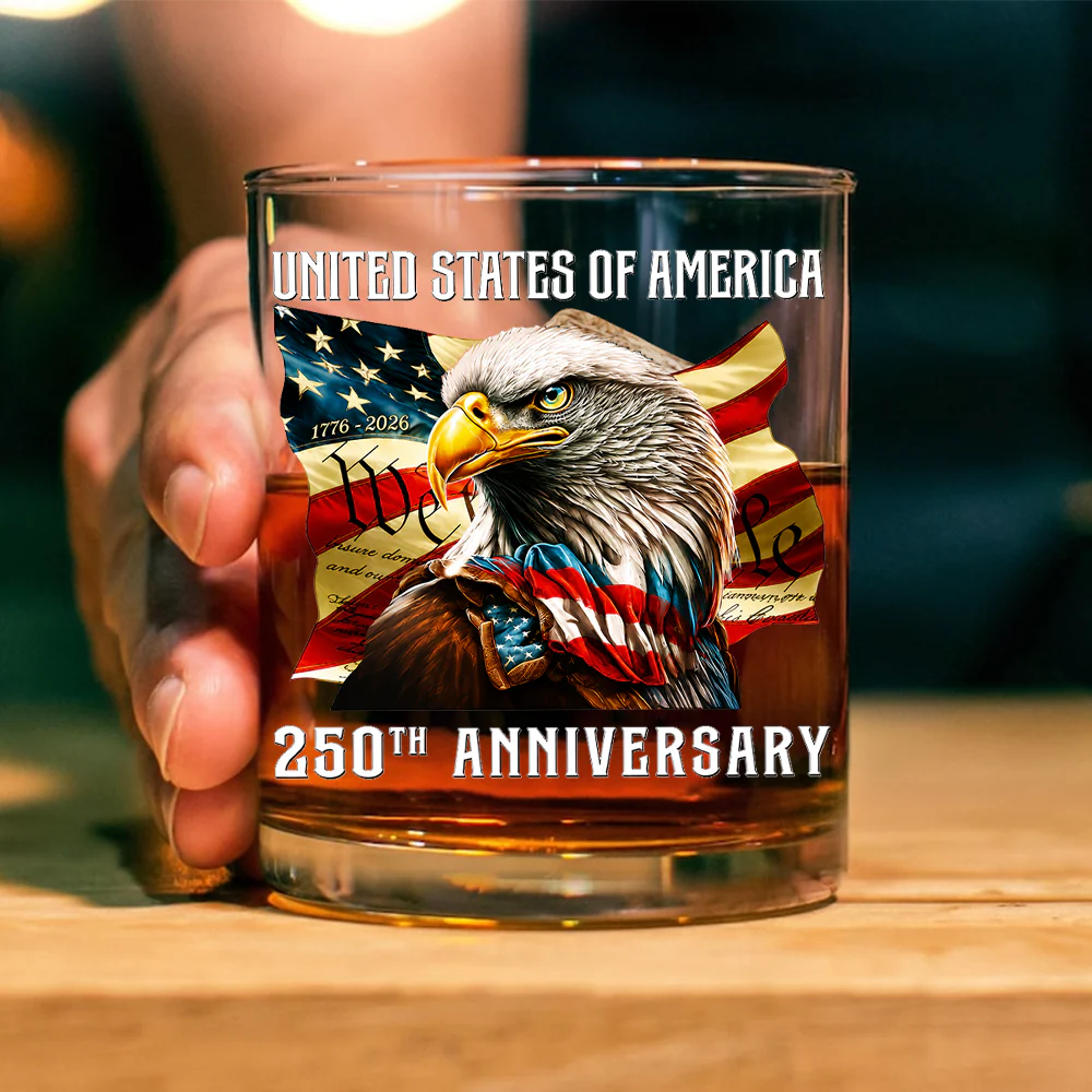 Custom Family Name United States Of America 1776-2026 250th Anniversary Eagle Whiskey Glass LM32 669349 - Image 2