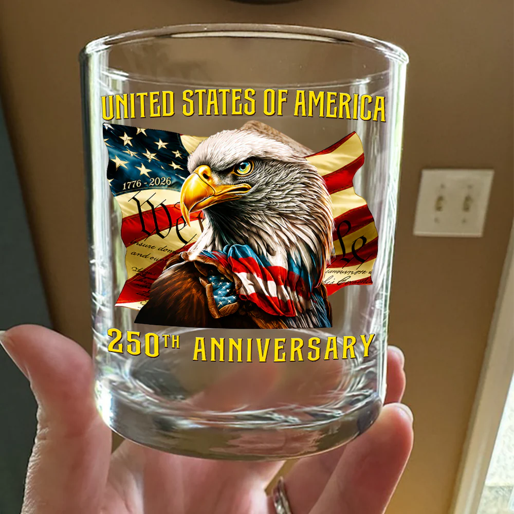 Custom Family Name United States Of America 1776-2026 250th Anniversary Eagle Whiskey Glass LM32 669349 - Image 3