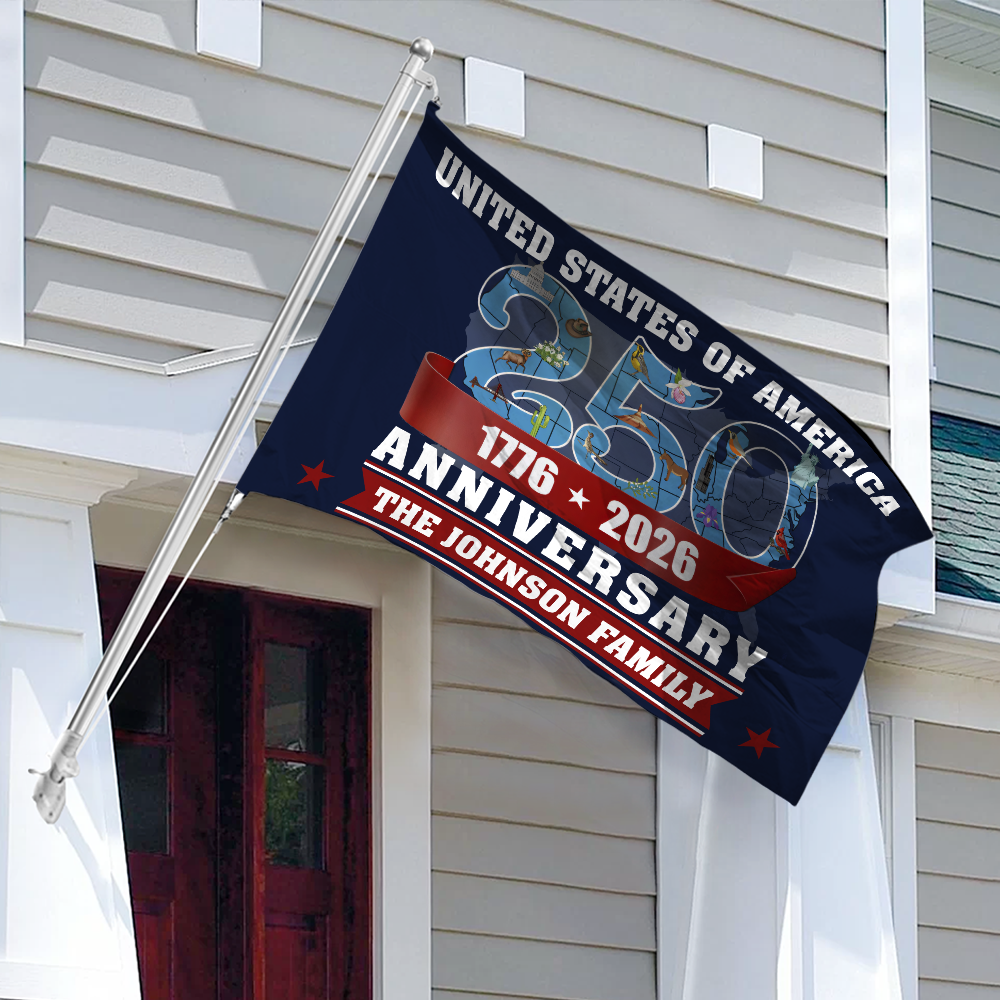 Custom Family Name United States Of America 250th Anniversary House Flag LM32 897957 - Image 2