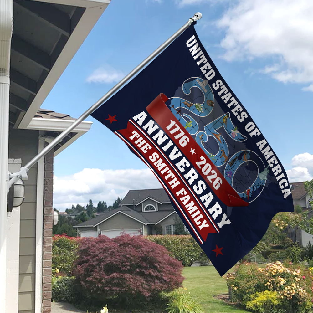 Custom Family Name United States Of America 250th Anniversary House Flag LM32 897957 - Image 3