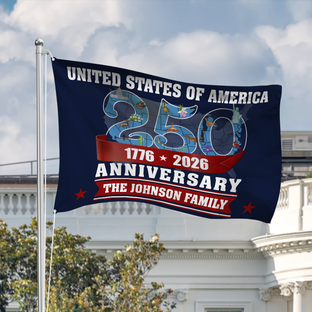 Custom Family Name United States Of America 250th Anniversary House Flag LM32 897957 - Image 4