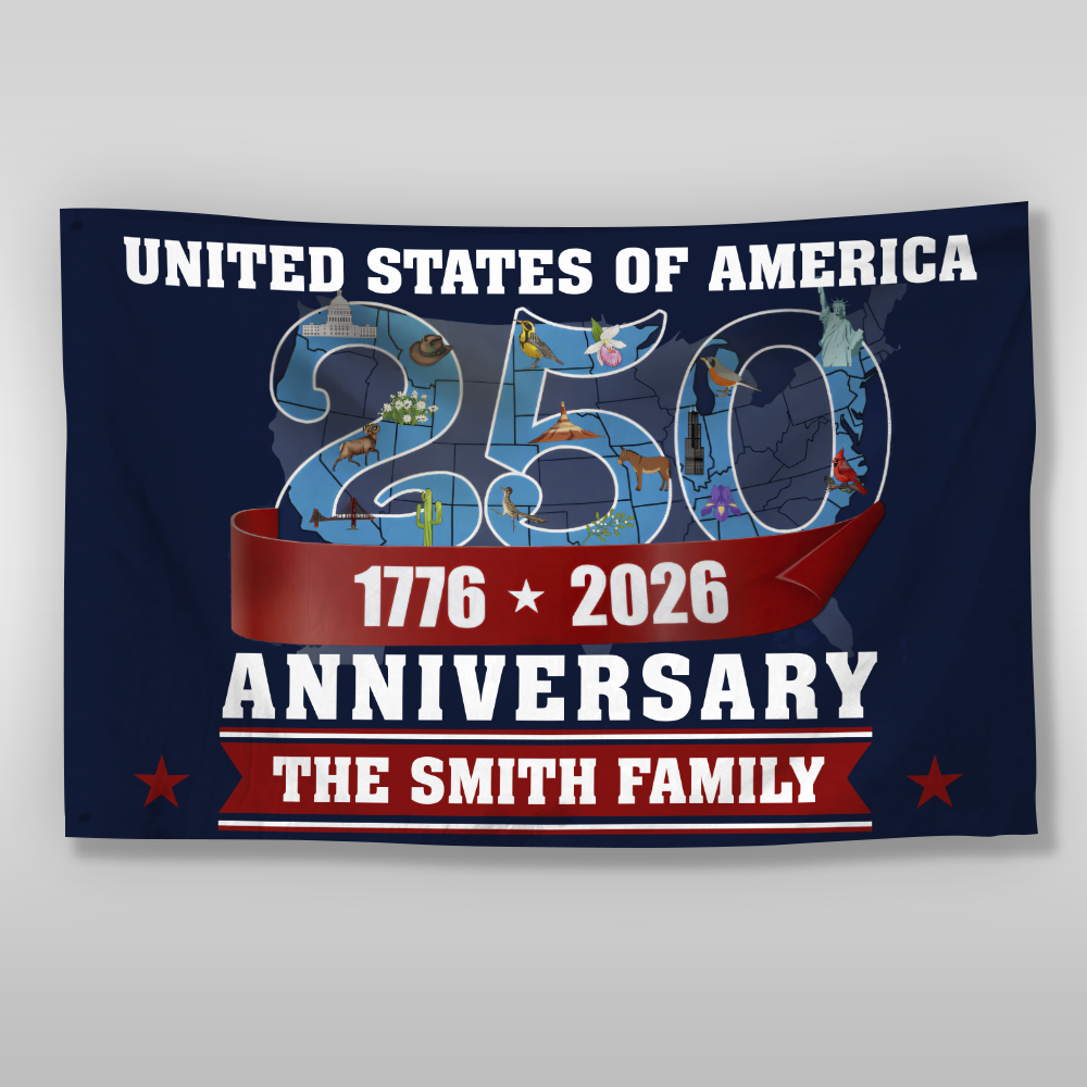 Custom Family Name United States Of America 250th Anniversary House Flag LM32 897957 - Image 6