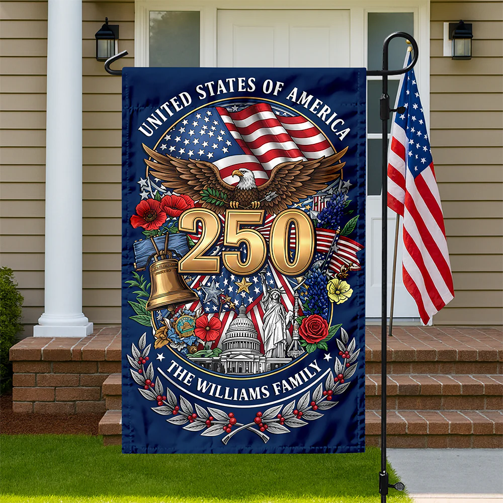 Custom Family Name United States Of America Statue Of Liberty 250th Anniversary Garden Flag LM32 669293 - Image 2