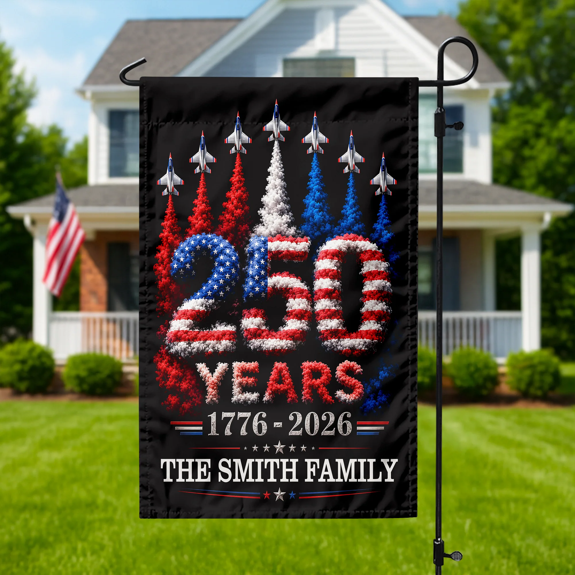 Custom Family Name US 250 Years 1776–2026 Patriotic Jets Garden Flag LM32 669177 - Image 2