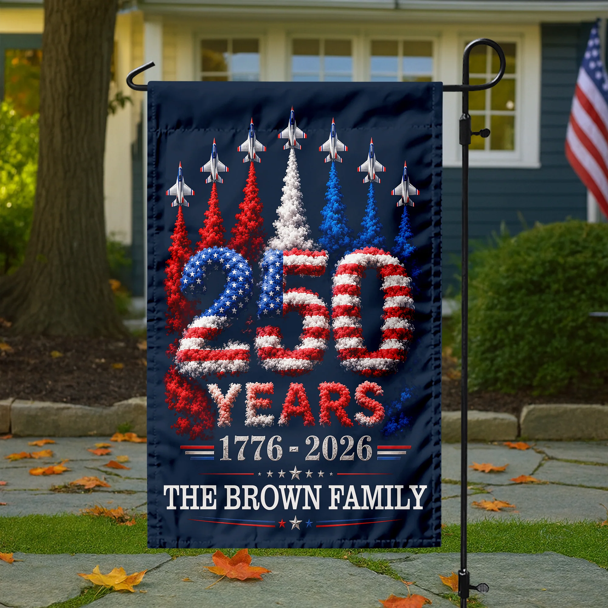Custom Family Name US 250 Years 1776–2026 Patriotic Jets Garden Flag LM32 669177 - Image 4