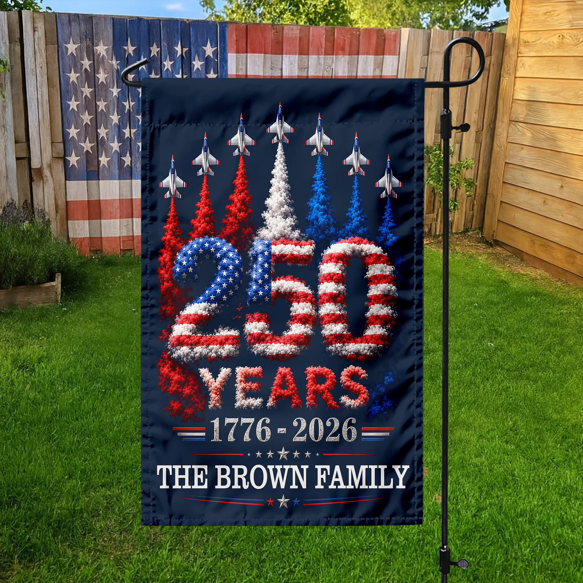 Custom Family Name US 250 Years 1776–2026 Patriotic Jets Garden Flag LM32 669177 - Image 5