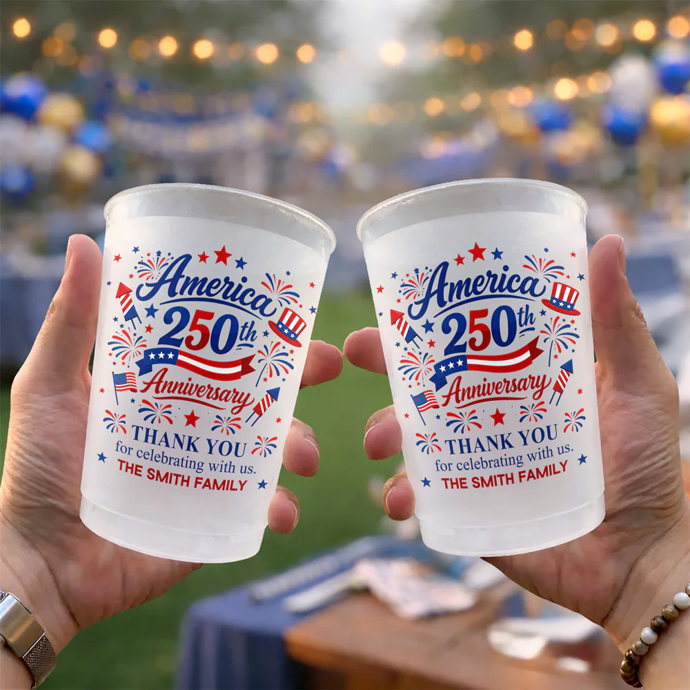 Custom Family Name US 250th Anniversary Thank You for Celebrating With Us Party Cups TH10 170083 - Image 3