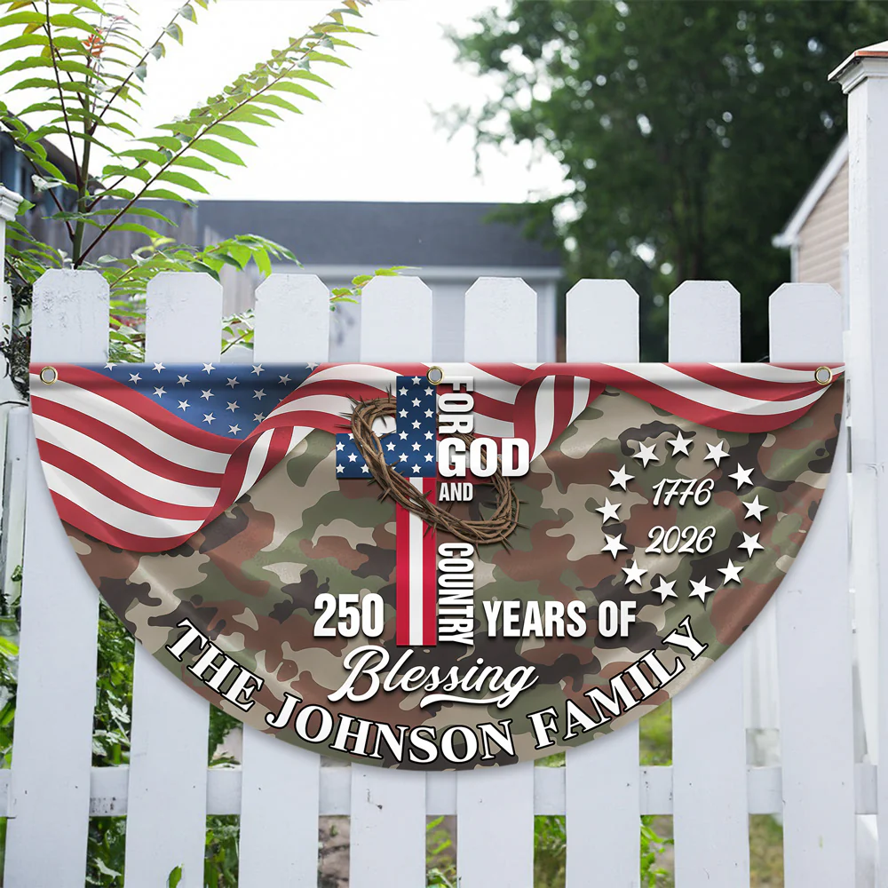 Custom Family Name USA 250th Anniversary 1776–2026 Camo Non-pleated Fan Flag HO82 901506 - Image 6