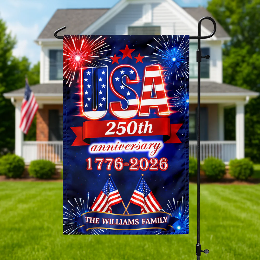 Custom Family Name USA 250th Anniversary 1776-2026 Fireworks Garden Flag LM32 669179 - Image 7