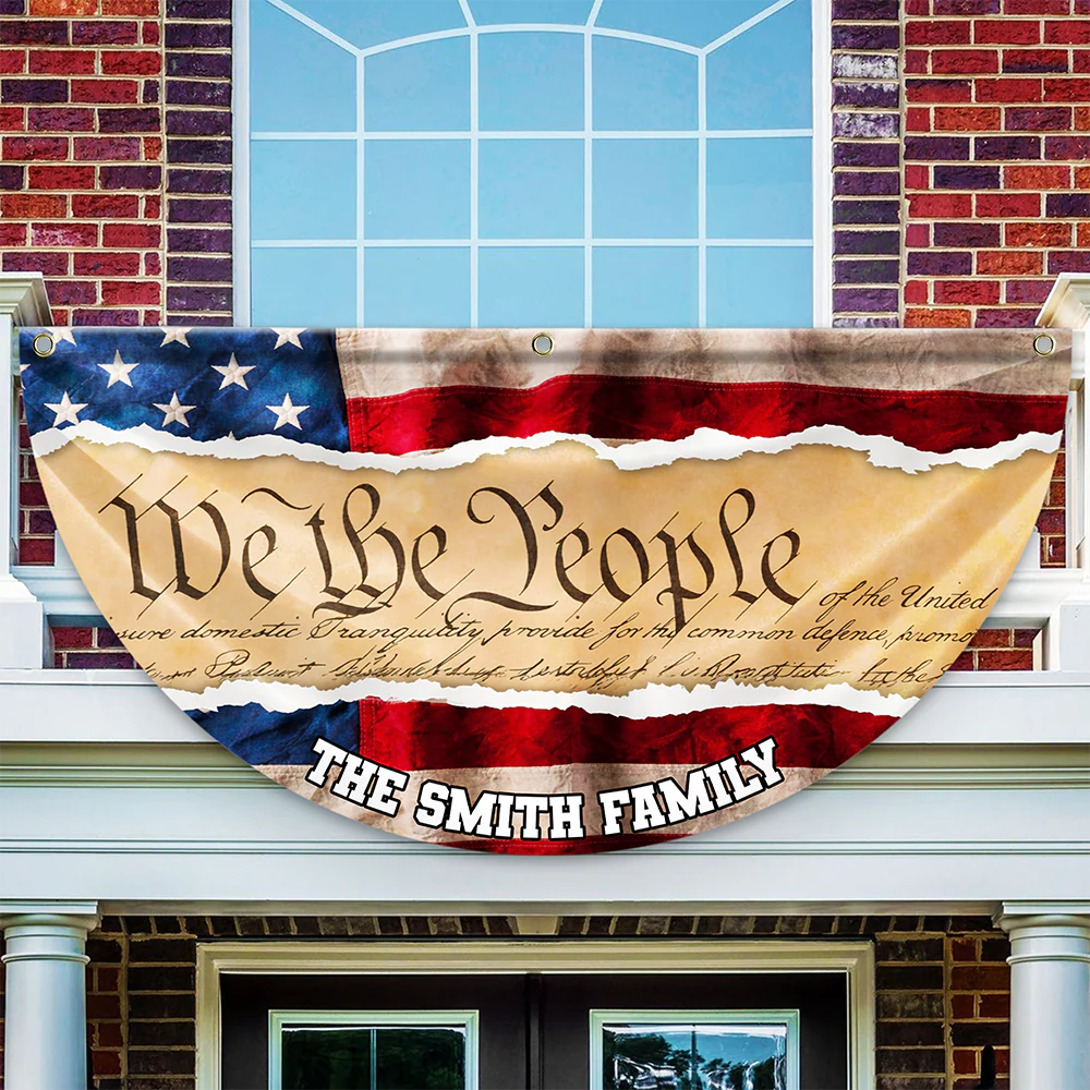 Custom Family Name We The People America Non-Pleated Fan Flag TH10 898895 - Image 2