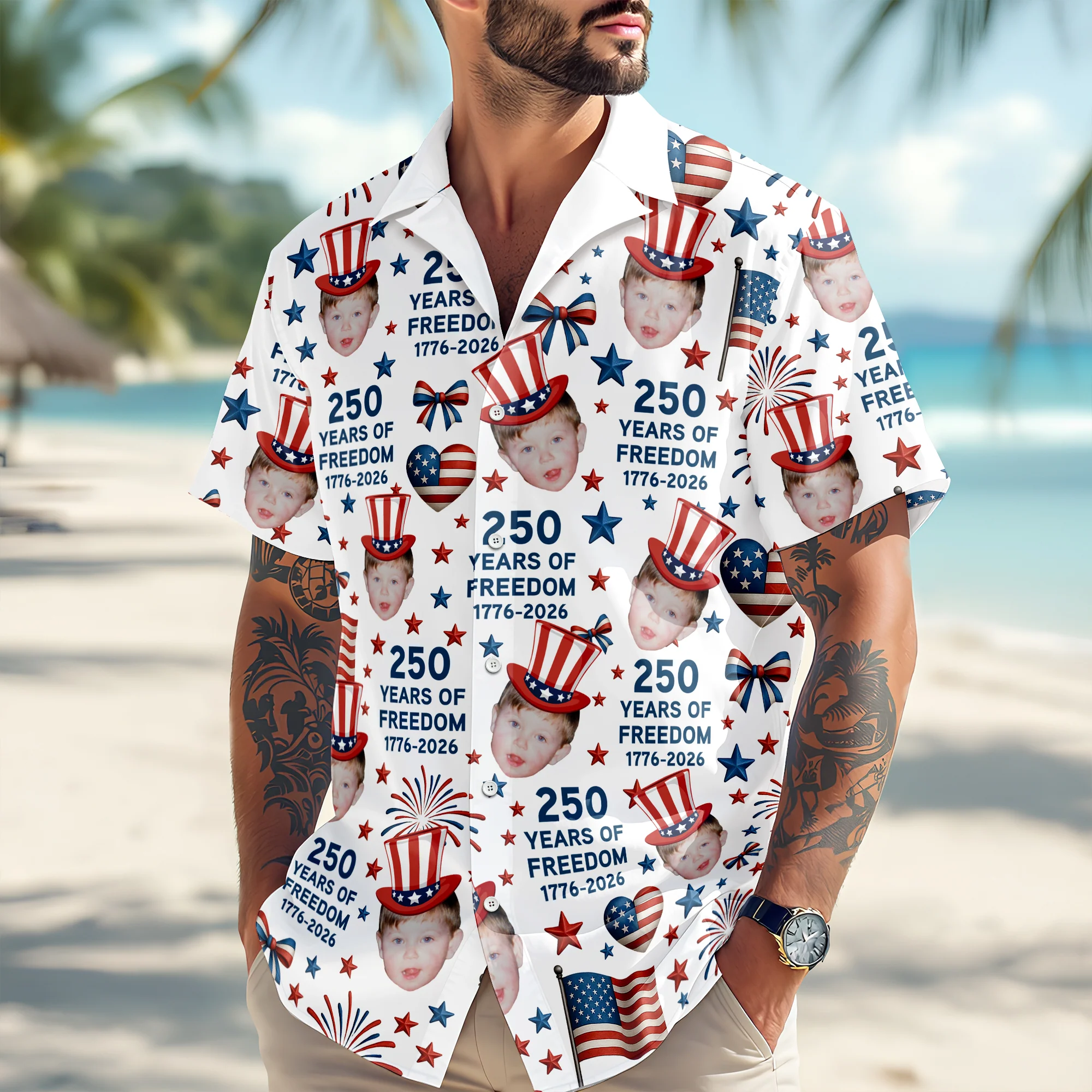 Custom Funny Face 250 Years Of Freedom 1776-2026 Hawaii shirt HO82 901702 - Image 3
