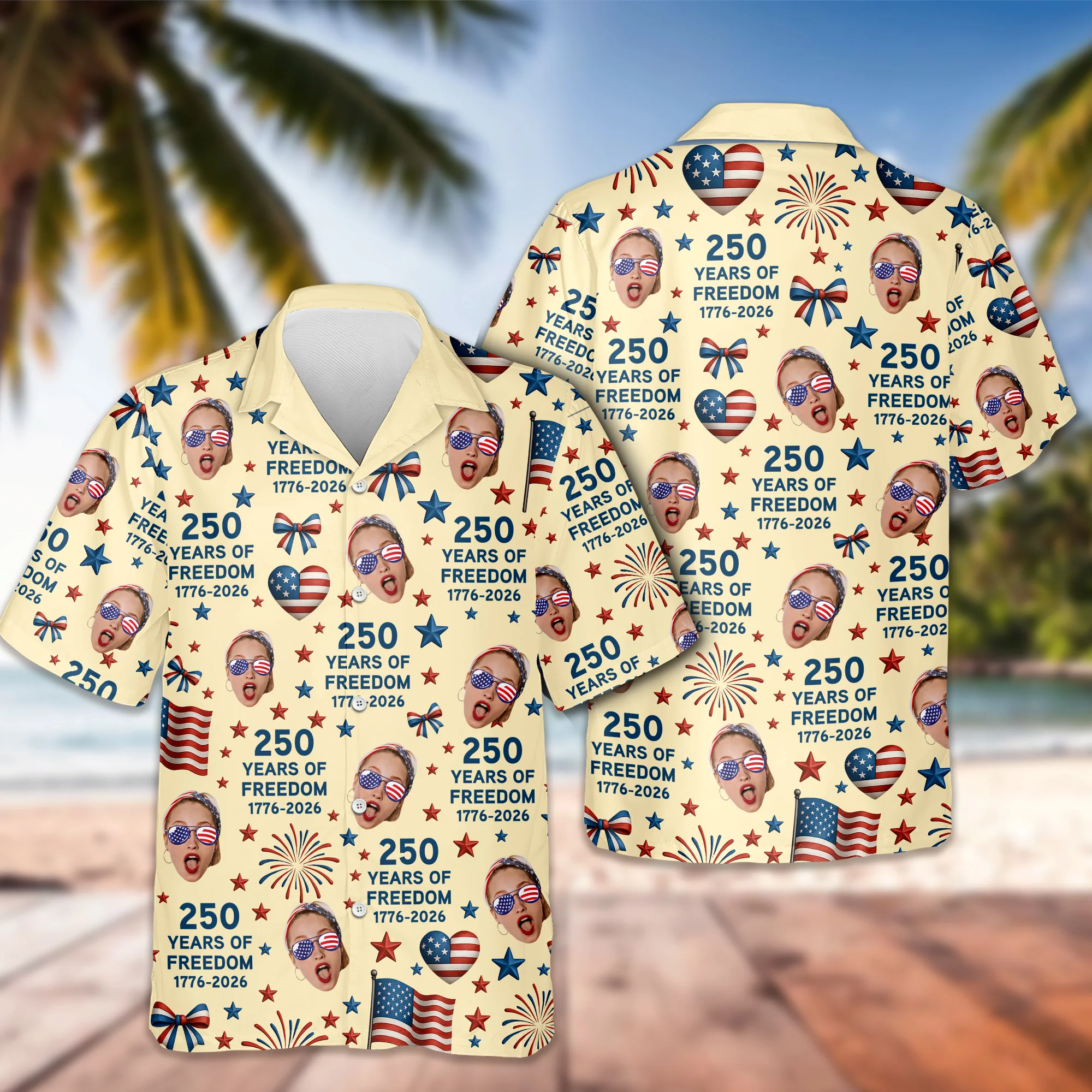 Custom Funny Face 250 Years Of Freedom 1776-2026 Hawaii shirt HO82 901702 - Image 6