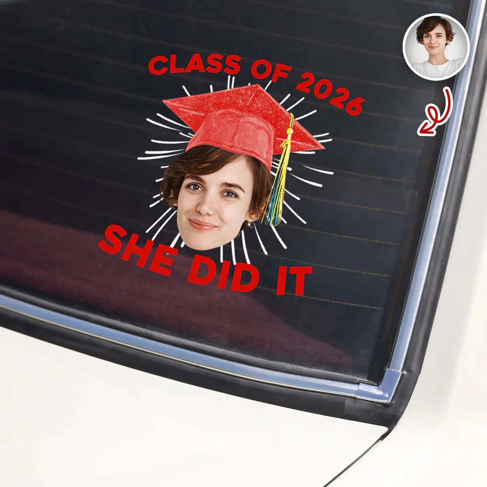 Custom Funny Face Class Of 2026 Graduation Car Window Decal Sticker HA75 920432 - Image 3