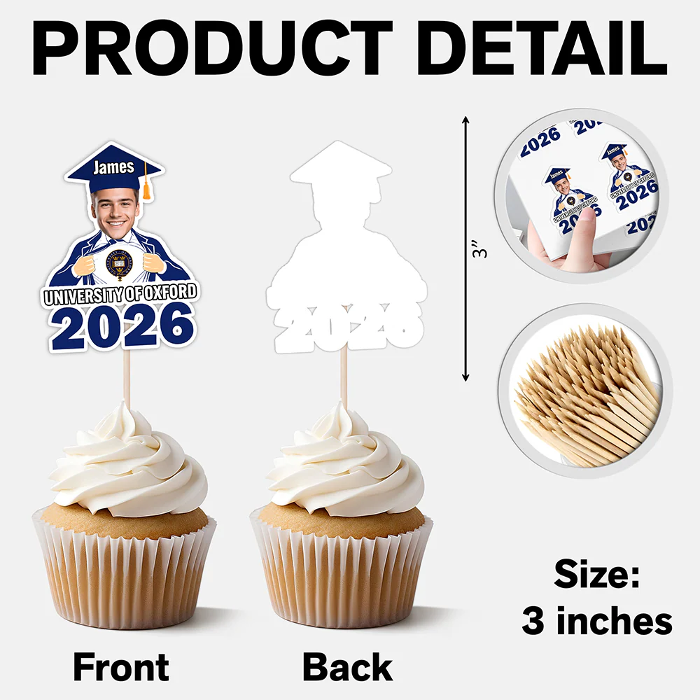Custom Funny Face Class of 2026 Graduation Cupcake Topper LM32 899149 - Image 6