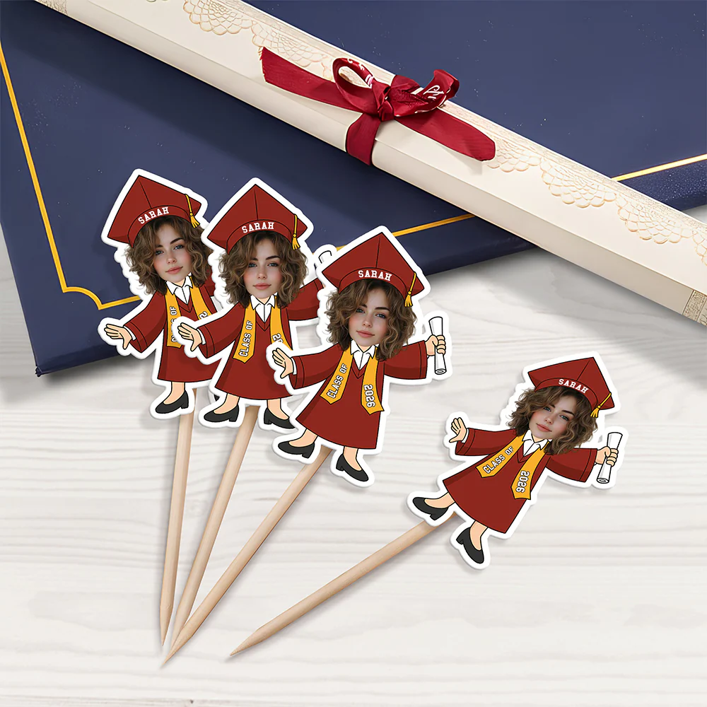 Custom Funny Face Class of 2026 Graduation Cupcake Toppers, Personalized Grad Party Decor CH07 896786 - Image 6