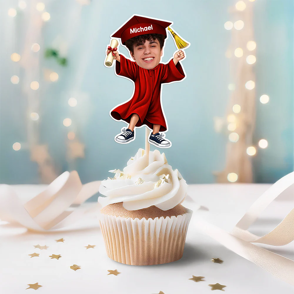 Custom Funny Face Class of 2026 Graduation Cupcake Toppers, Personalized Photo Grad Party Decor LM32 899425 - Image 3