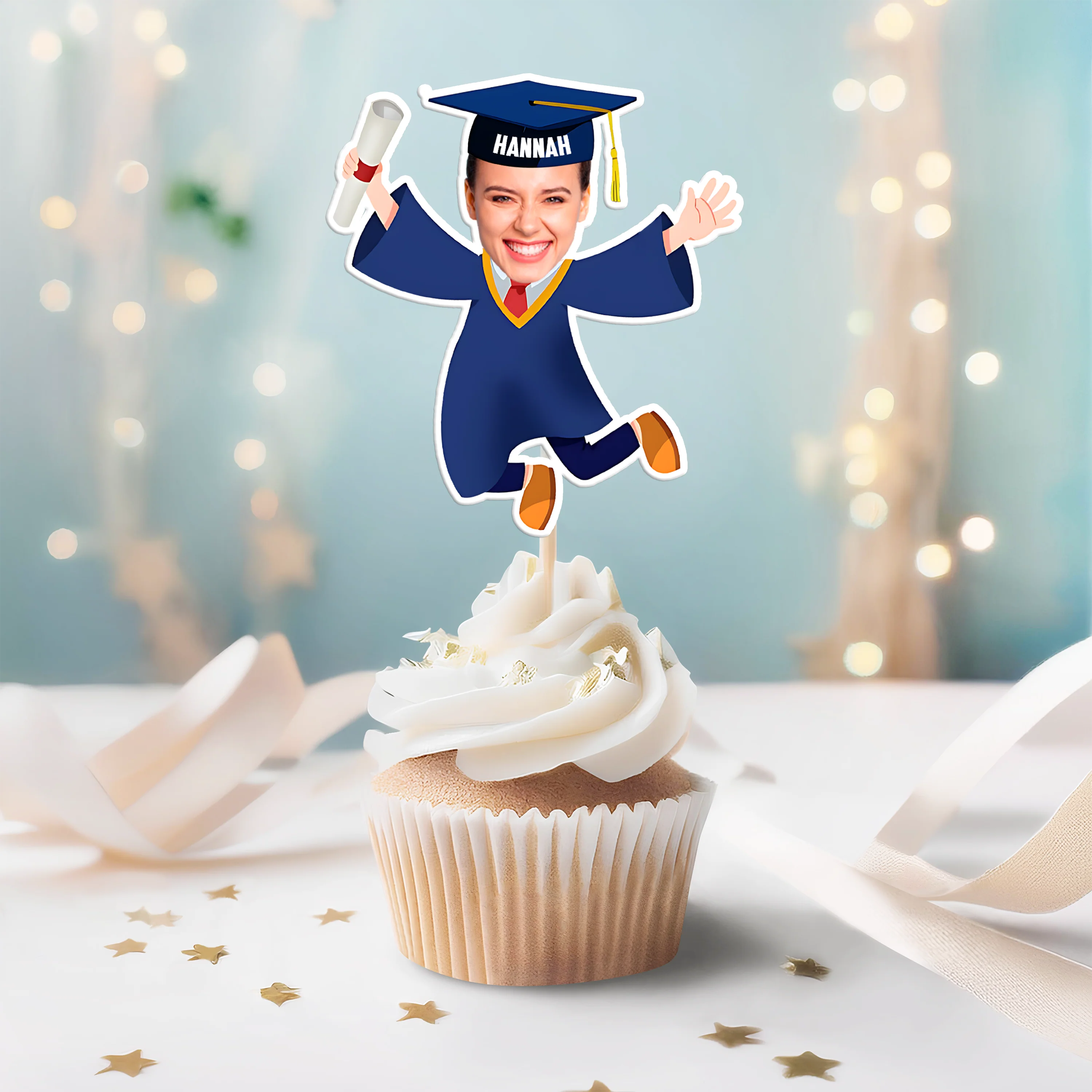 Custom Funny Face Graduation Decoration Cupcake Toppers HA75 920066 - Image 4