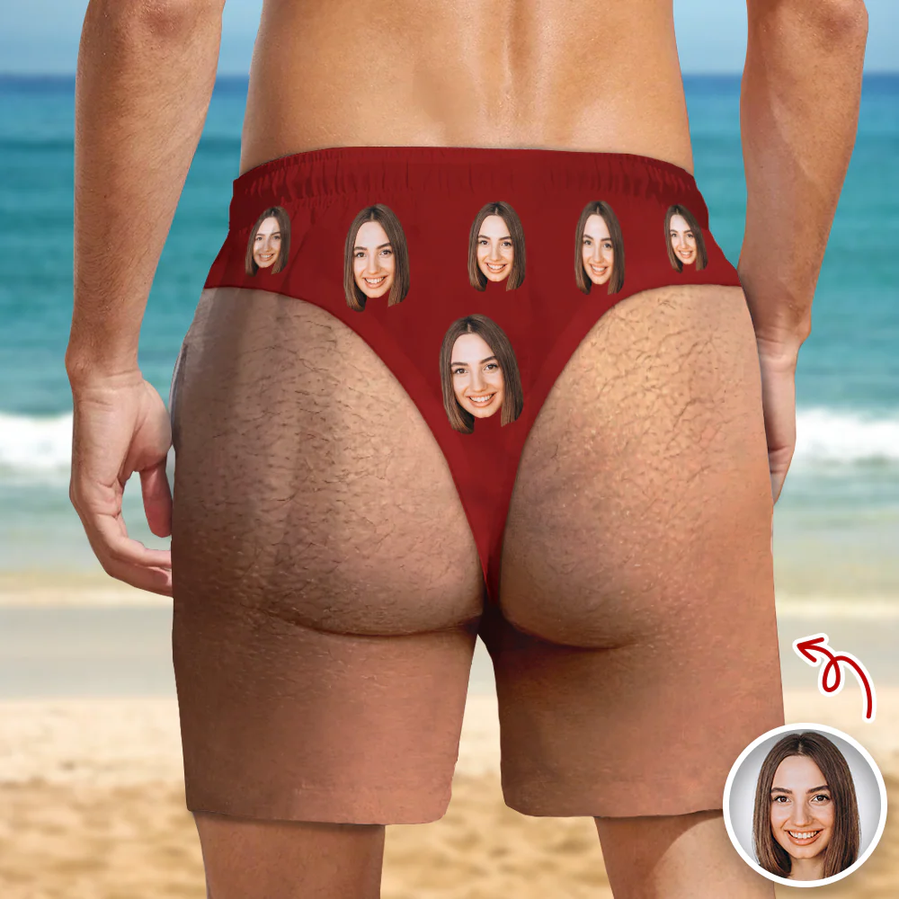 Custom Funny Face Zipper Beach Shorts – Personalized Gift for Boyfriend, Husband LM32 669457 - Image 2