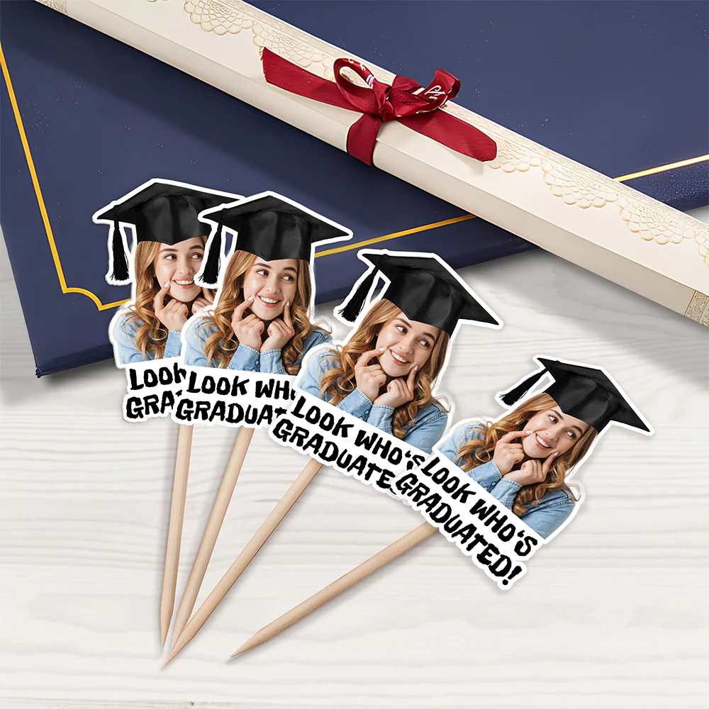 Custom Graduation Photo Look Who's Graduated Cupcake Topper HO82 901386 - Image 2