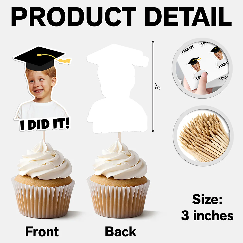 Custom Graduation Photo Look Who's Graduated Cupcake Topper HO82 901386 - Image 8
