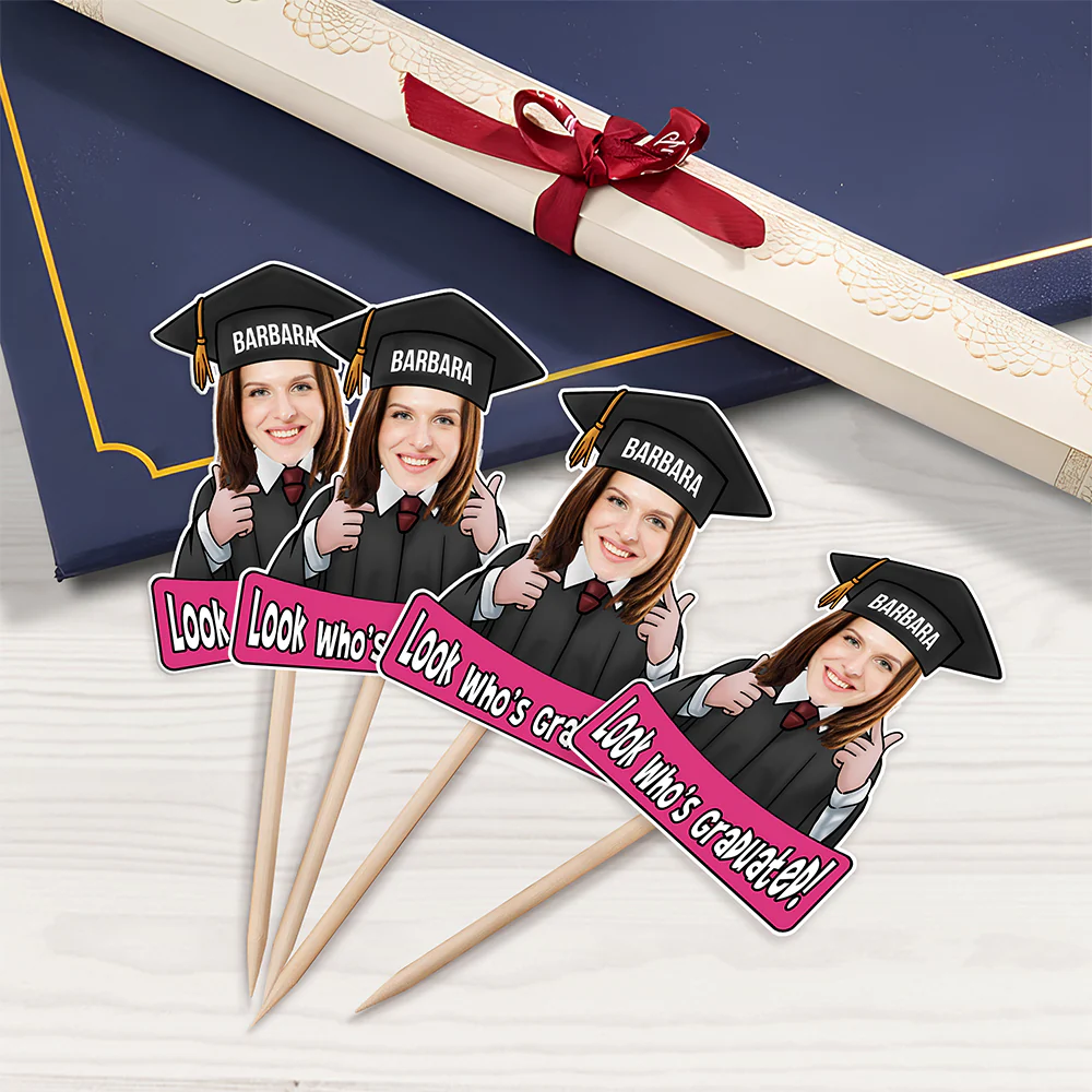 Custom Graduation Photo Look Who's Graduated Cupcake Topper HO82 901388 - Image 2