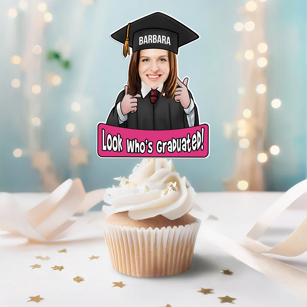 Custom Graduation Photo Look Who's Graduated Cupcake Topper HO82 901388 - Image 3