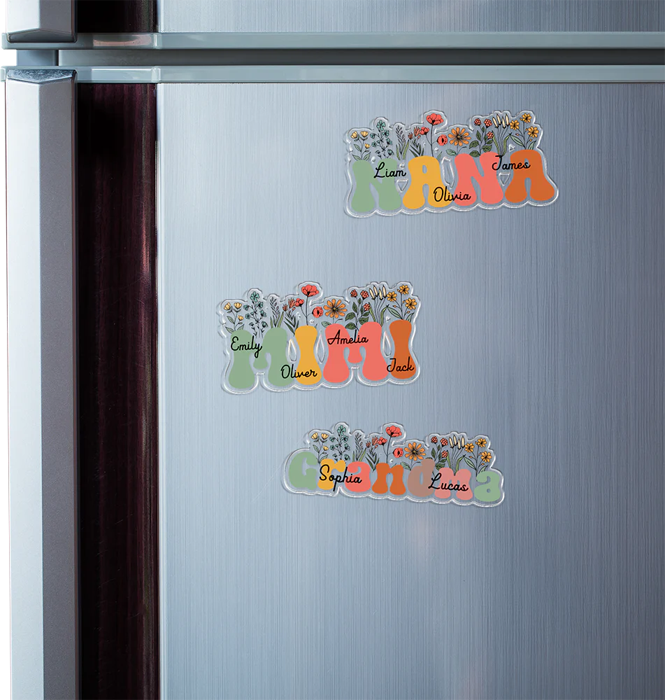 Custom Grandkids Names Grandma Floral Acrylic Fridge Magnet, Personalized Family Keepsake HA75 920672 - Image 5