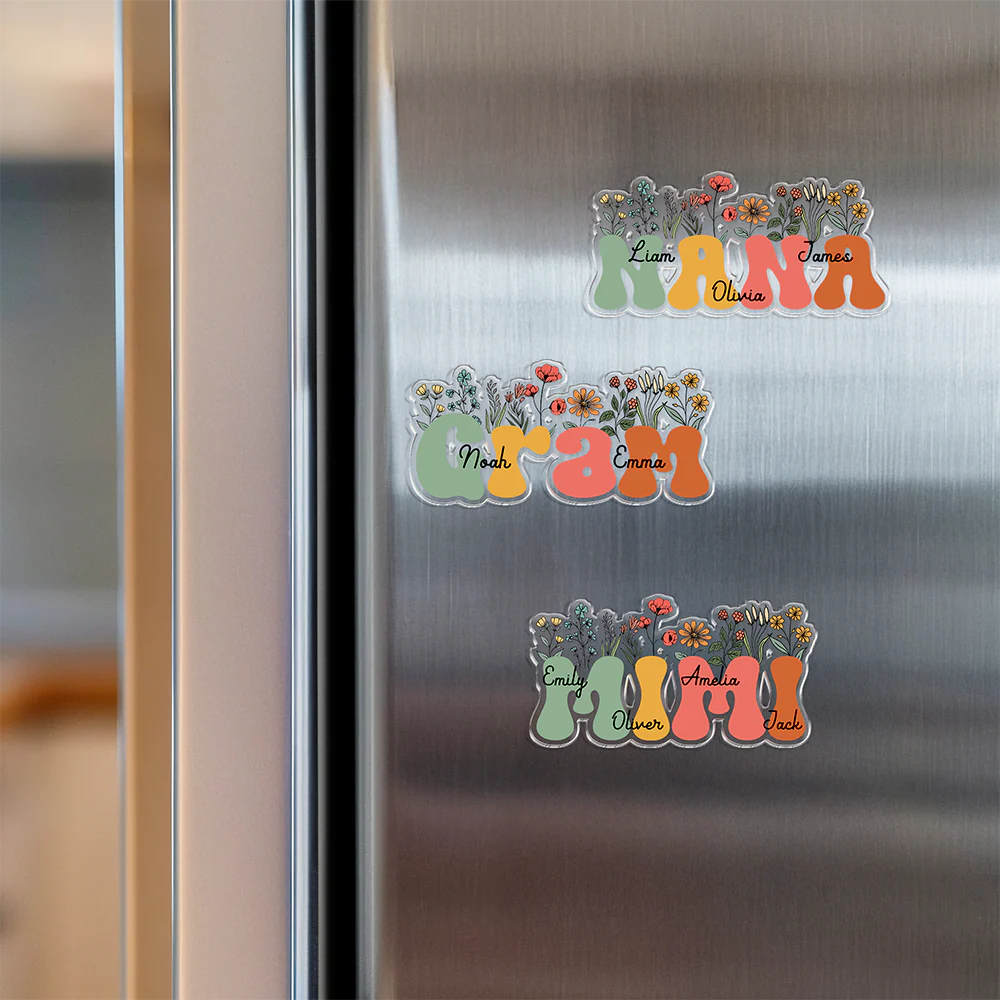 Custom Grandkids Names Grandma Floral Acrylic Fridge Magnet, Personalized Family Keepsake HA75 920672 - Image 7