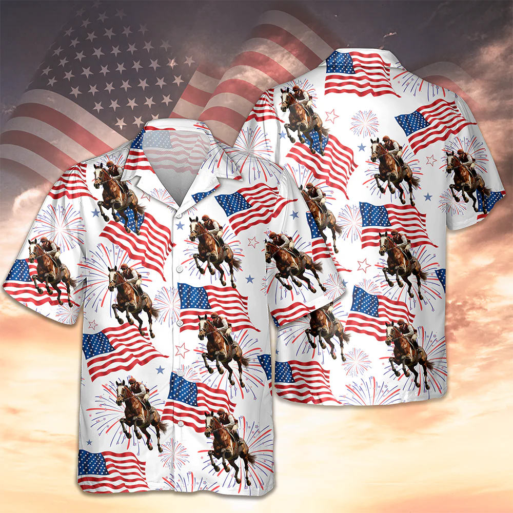 Custom Horse Photo American Flag 250th Anniversary Patriotic Hawaii Shirt TH10 898837 - Image 4