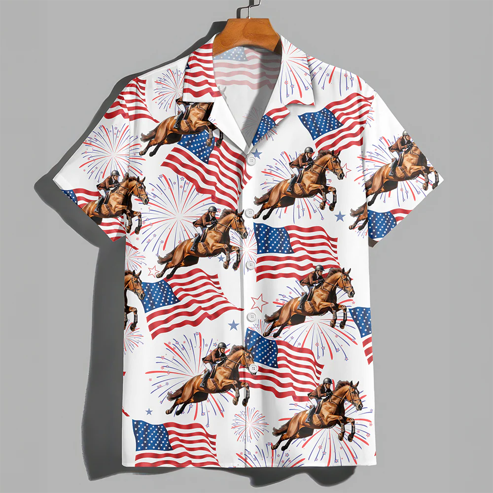 Custom Horse Photo American Flag 250th Anniversary Patriotic Hawaii Shirt TH10 898837 - Image 8