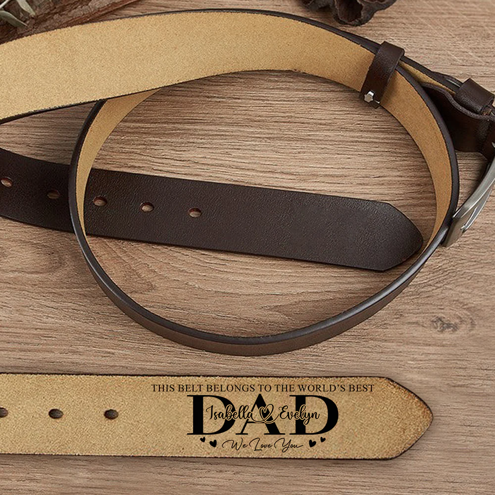 Custom Kid Names This Belt Belongs To The World’s Best Dad Leather Belt - Personalized Gift for Father LM32 899789 - Image 3