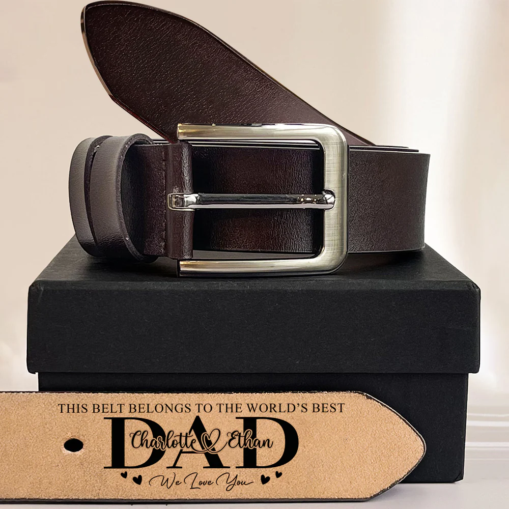 Custom Kid Names This Belt Belongs To The World’s Best Dad Leather Belt - Personalized Gift for Father LM32 899789 - Image 5