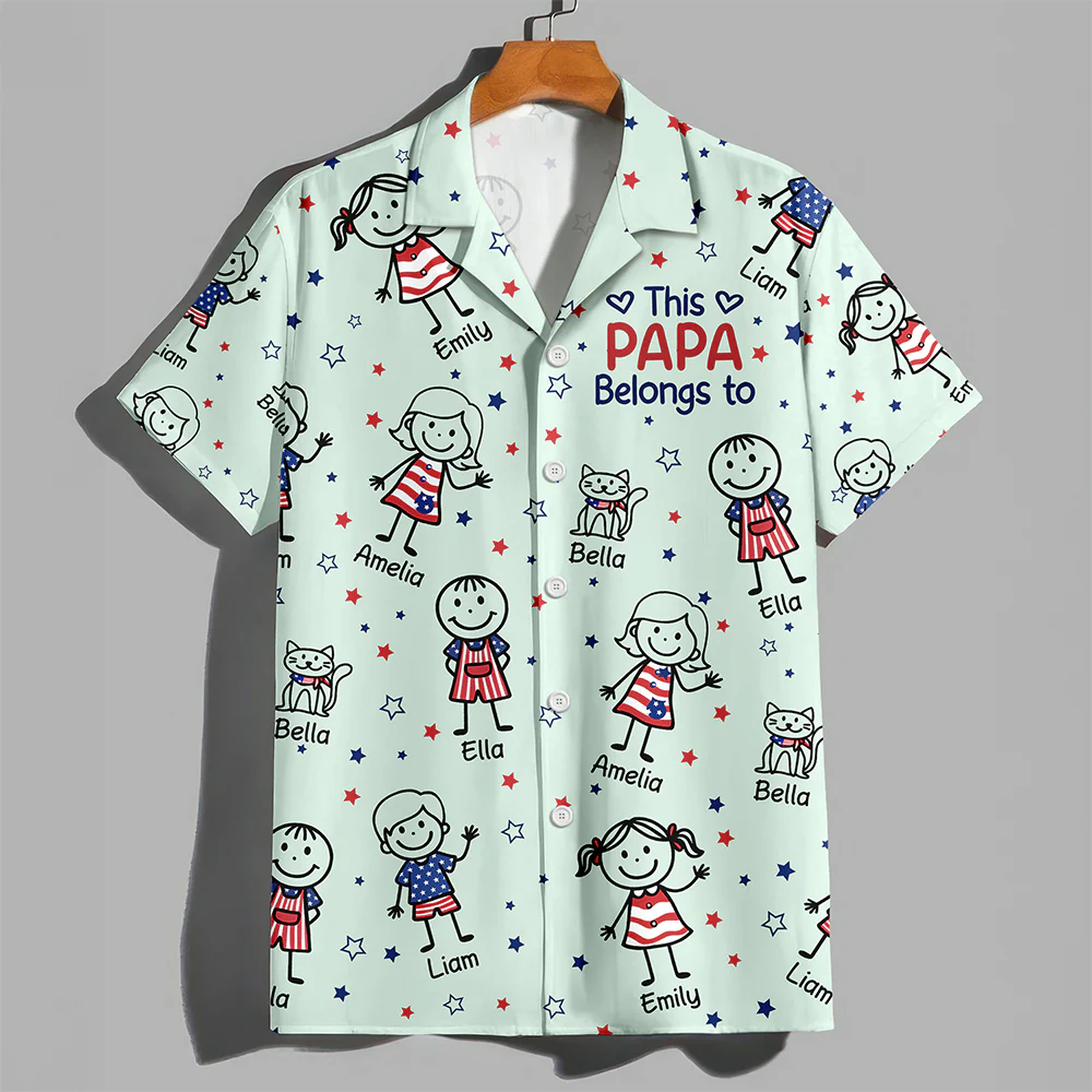 Custom Kid Names This Papa Belongs To Hawaiian Shirt Gifts For Dad, Grandpa CH07 911200 - Image 4