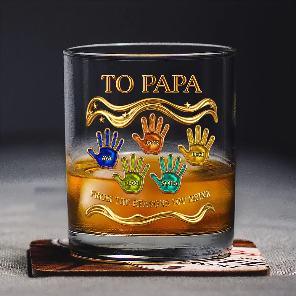 Custom Kid Names To Papa From The Reasons You Drink Whiskey Glass CH07 911230 - Image 2