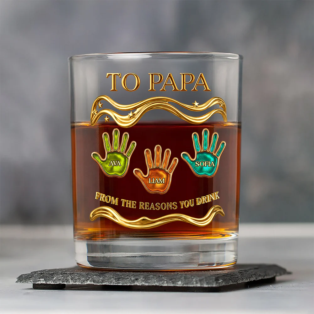 Custom Kid Names To Papa From The Reasons You Drink Whiskey Glass CH07 911230 - Image 3