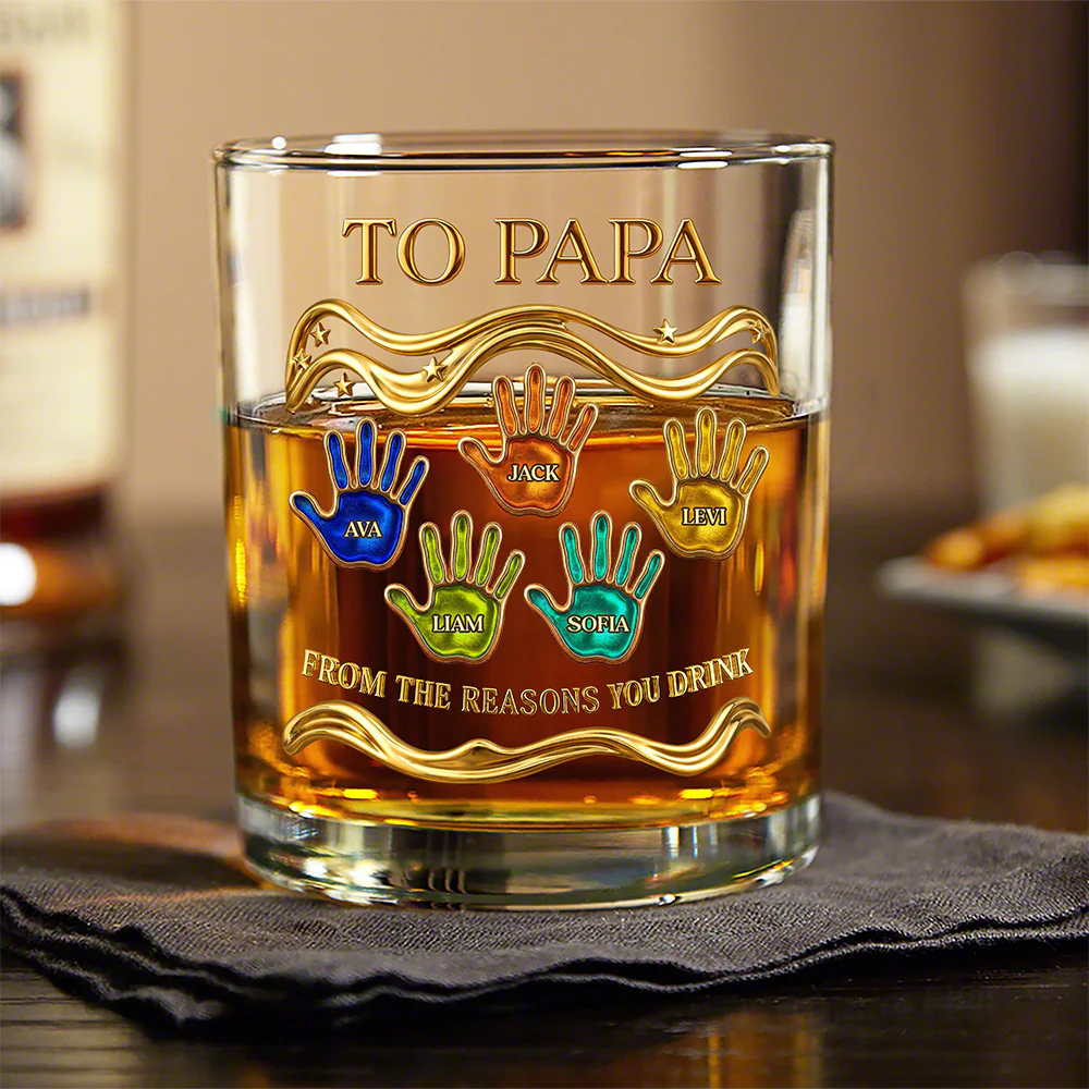 Custom Kid Names To Papa From The Reasons You Drink Whiskey Glass CH07 911230 - Image 5