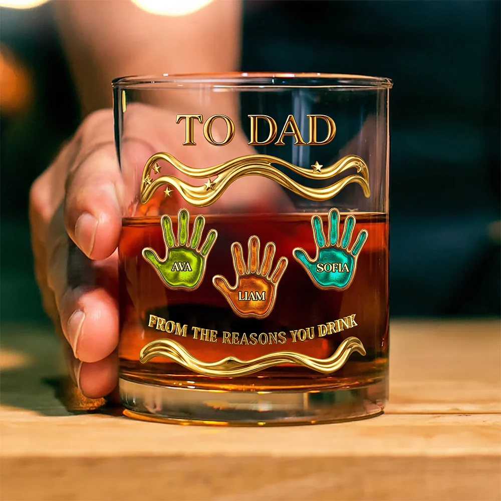 Custom Kid Names To Papa From The Reasons You Drink Whiskey Glass CH07 911230 - Image 6