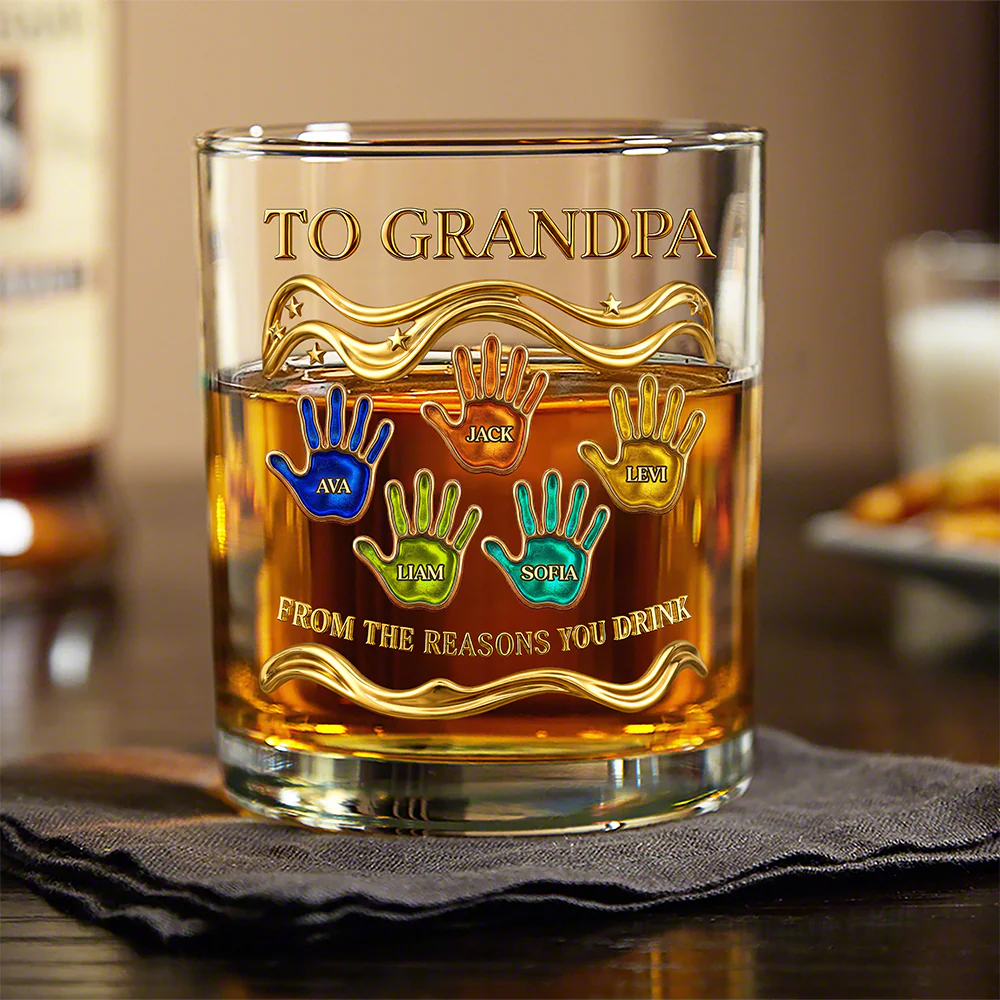 Custom Kid Names To Papa From The Reasons You Drink Whiskey Glass CH07 911230 - Image 7