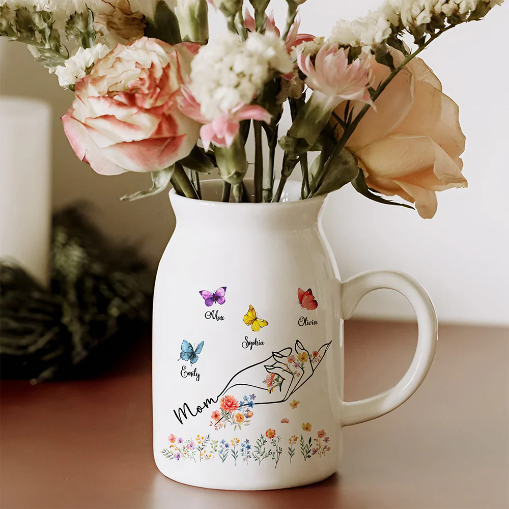 Custom Kids Name Butterfly Floral Vase – Personalized Mother’s Day Gift for Mom, Grandma LM32 899397 - Image 2